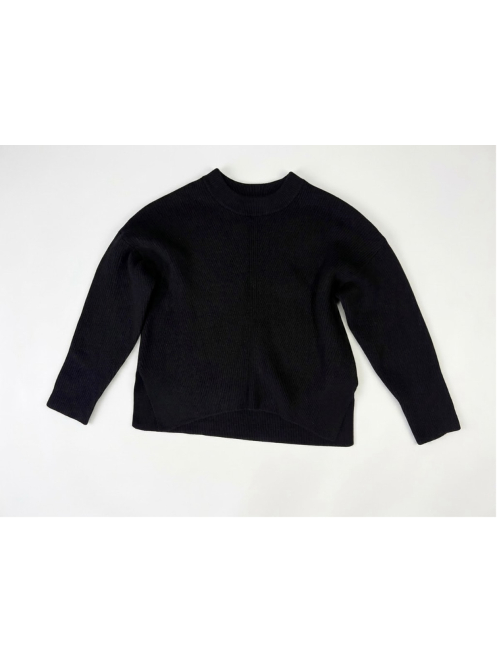 Everlane Ribbed Cashmere Crew Neck Sweater Black Relaxed Boxy Small